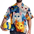 thumbnail image 4 of Cat Men's Short Sleeve Beach Shirts Poplin Spread Collar Tops Casual Printed Button Down Summer Unisex, 4 of 6