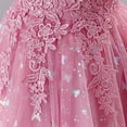 thumbnail image 6 of IBTOM CASTLE Girls Formal Dress Kids Party Wedding Party Birthday Princess Dresses Ball Gown Daughter Dance Dresses Sparkly Round Neck Lace Tiered Tulle Flower Girl Dress 3-4T Pink, 6 of 7