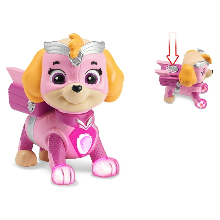 PAW Patrol Mighty Pups Skye Figure with Light up Badge and Paws for Ages 3 and Up Wal Mart Exclusive