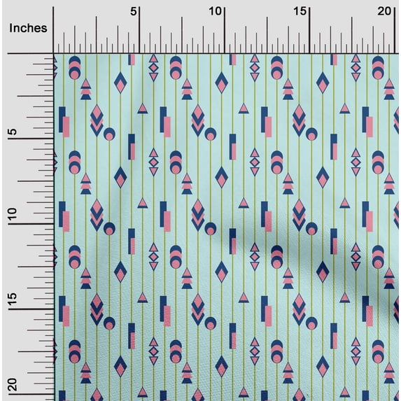 oneOone Organic Cotton Poplin Twill Fabric Stripe & Geometrical Shapes Geometric Print Fabric By The Yard 42 Inch Wide