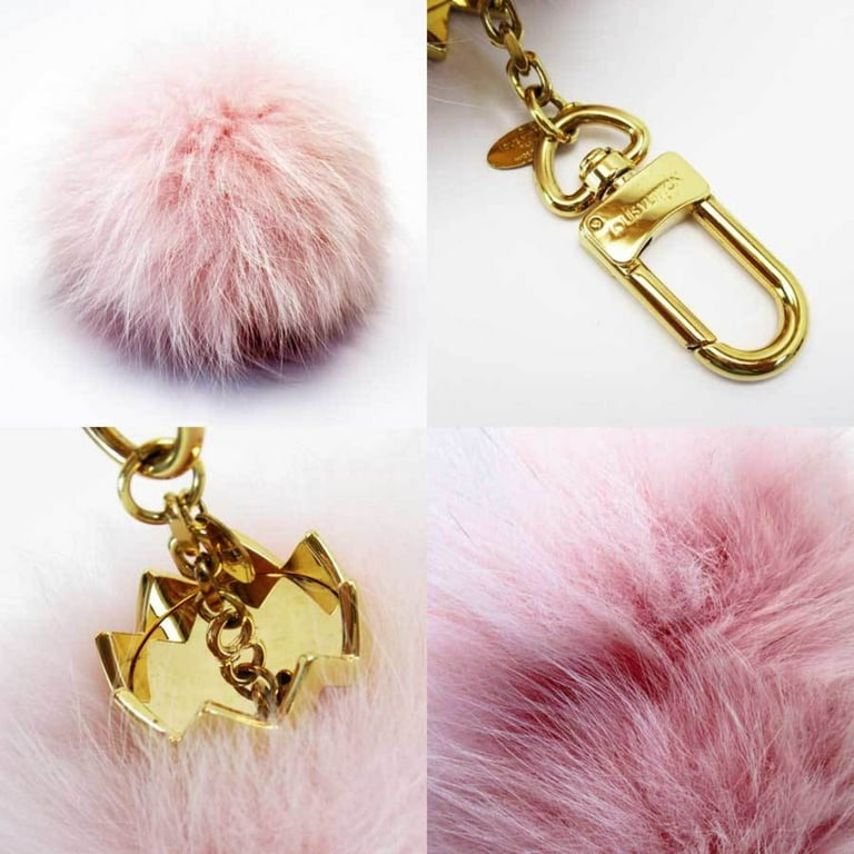 Louis Vuitton Keychain Charm Fluffy Light Pink Gold Fox Ladies M67371 2924