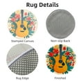 thumbnail image 3 of Latch Hook Rug Kit Guitar and Music Notation Surrouded by Flowers Stamped Handmade Round Shape Carpet Crochet Yarn Craft DIY Hook and Latch Door Mat Tapestry for Christmas Home Floor Decor 50x50cm(2), 3 of 7