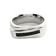 Men's Black Diamond Accent Seven-Stone Sterling Silver Ring