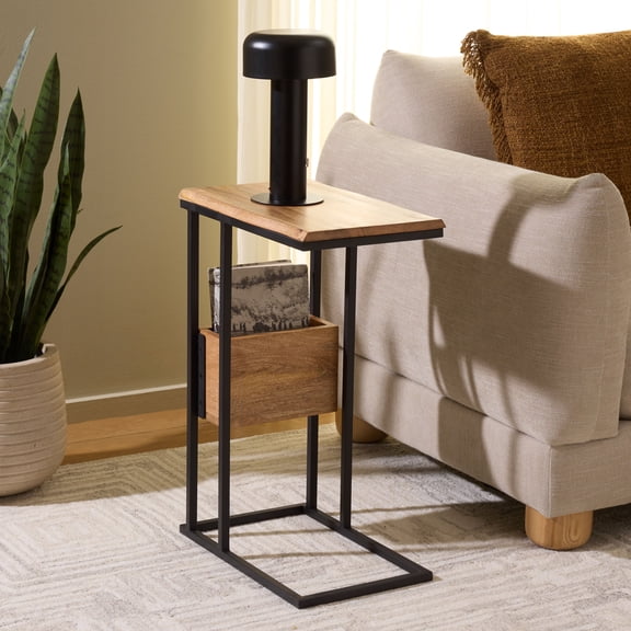 Safavieh Amirah Wood and Metal Modern End Table, Natural/Black