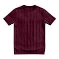 thumbnail image 2 of Men's T- Shirts Short Sleeve Knit Sweater Shirt Casual Crewneck Ribbed Pullover Tees (Wine,2XL), 2 of 4