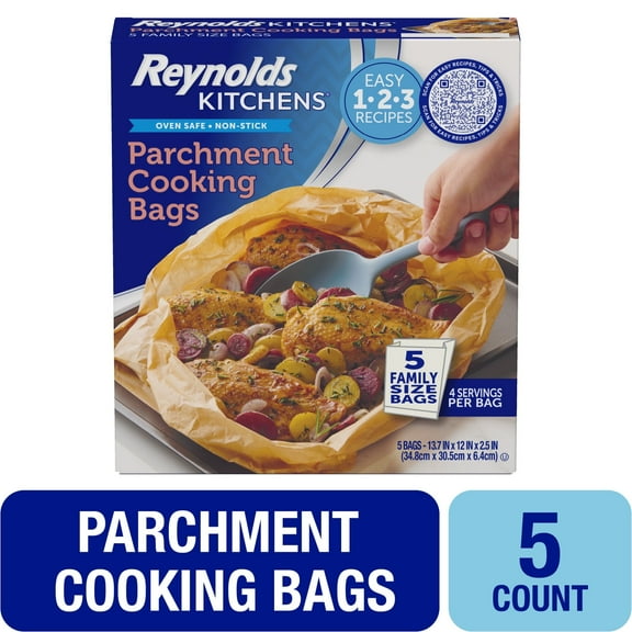 (2 Pack) Reynolds Kitchens Parchment Cooking Bags, Family Size, 5 Pack