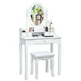 thumbnail image 3 of Pemberly Row MDF Vanity Dressing Table Set with 2 Side Drawers in White, 3 of 10