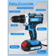 thumbnail image 2 of Cordless Hammer Drill 21V with LED Work Light - Compact 1.5AH Battery, 248 In-lbs, 18+2 Clutch, 2 Speeds, Charger, 25 Accessories Included（Dark Blue）, 2 of 6