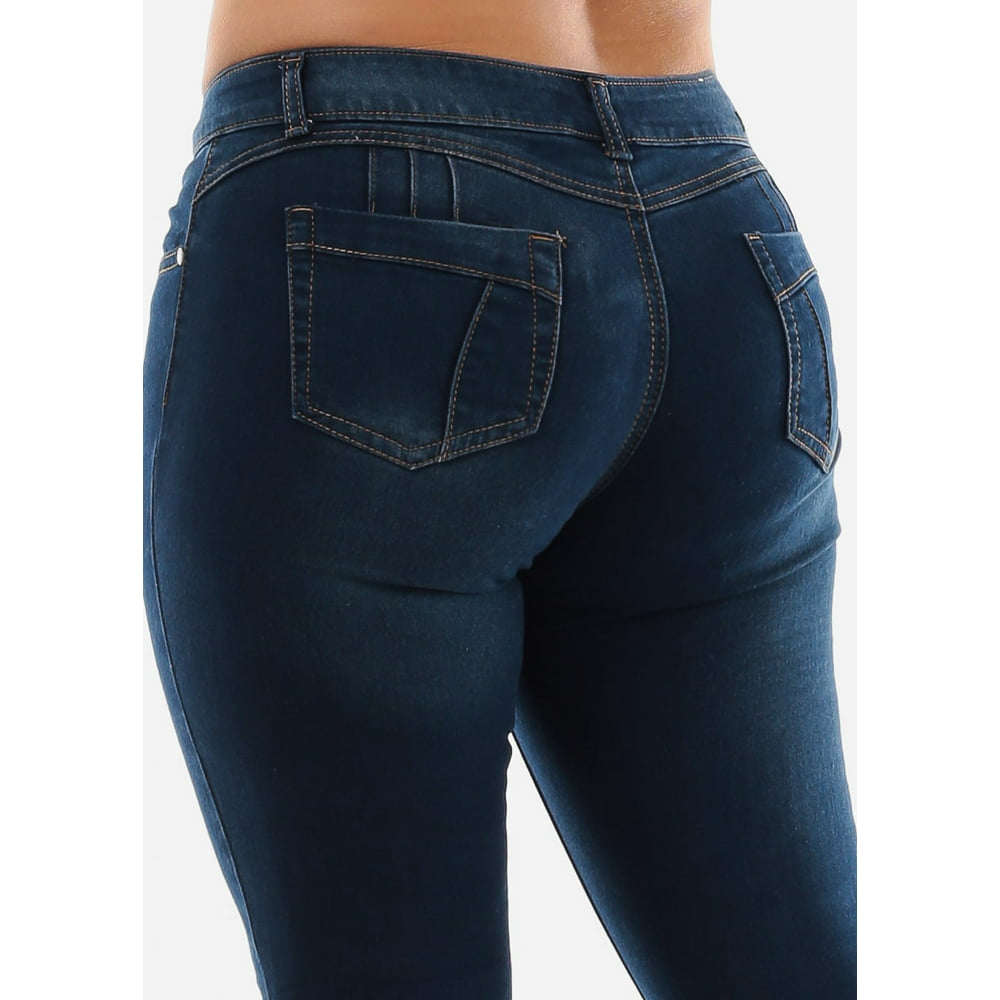 Moda Xpress - Women's Plus Size Dark Blue Wash Push Up Butt Lifting ...