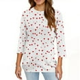 thumbnail image 4 of Fgvctg Valentine's Day 3/4 Length Sleeve Womens Tops Casual Crewneck Top Oversized Date Night Pullover Shirt Romantic Love Heart Print Blouses Gifts for Women White 2XL, 4 of 4