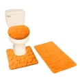 thumbnail image 4 of ORANGE 3-Piece Rock Memory Foam Bathroom Mat Set, Flannel Embossed Rug 19"x 30", Contour Mat 19"x19", and Toilet Lid Cover 19"x19" with Non-Skid Rubber Back, 4 of 5
