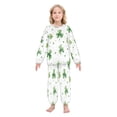 thumbnail image 2 of Fluffy Pajamas Set Fuzzy Winter Warm Pj Sets Pullover Tops and Long Pants Shamrock Leaves X-Small, 2 of 8