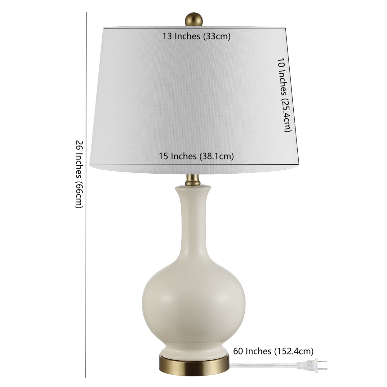 SAFAVIEH Bowie 26 in. Solid Ceramic Table Lamp, Cream