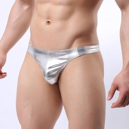 

Mens Solid Color Patent Leather Sexy Thong G string T Back Fashion Underpants