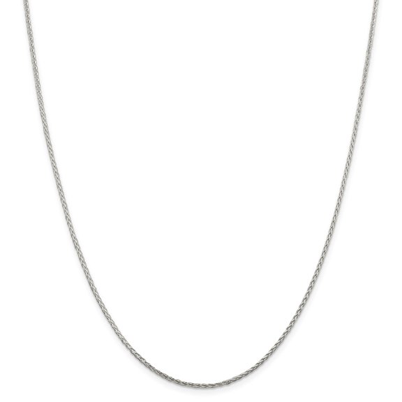 White Sterling Silver chain Spiga (Wheat) Diamond-cut 16 in 1.5 mm