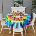 thumbnail image 2 of Colorful Tie Dye Rainbow Pattern Round Tablecloth 60"x60",Wrinkle Wipeable Table Cloth for Kitchen Dining Room Picnic Patio Party, 2 of 6