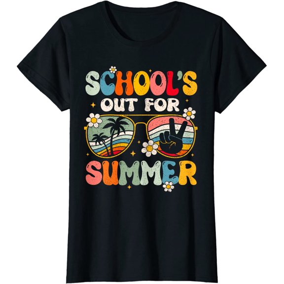 Women Tops Retro Last Day of School's Out For Summer Teacher Fun T-Shirt