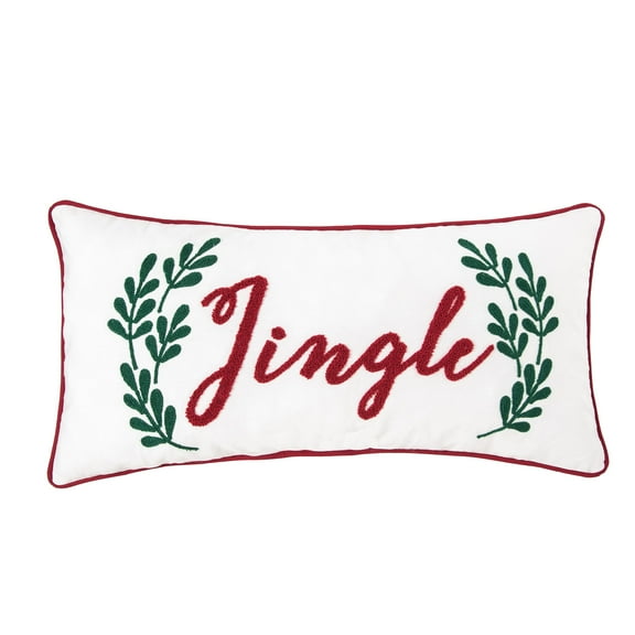 "Jingle" Christmas Sprig Mini Accent Throw Pillow 12" x 24"