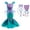 Dress+Jewelry Set, variant on Princess Costume Dress Girls Ariel Halloween Cosplay Dress w/Accessories