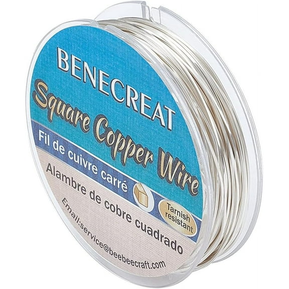 32.81 Feet 24 Gauge Silver Square Copper Wire Craft Copper Wire Tarnish Resistant Jewelry Material for Jewelry Making