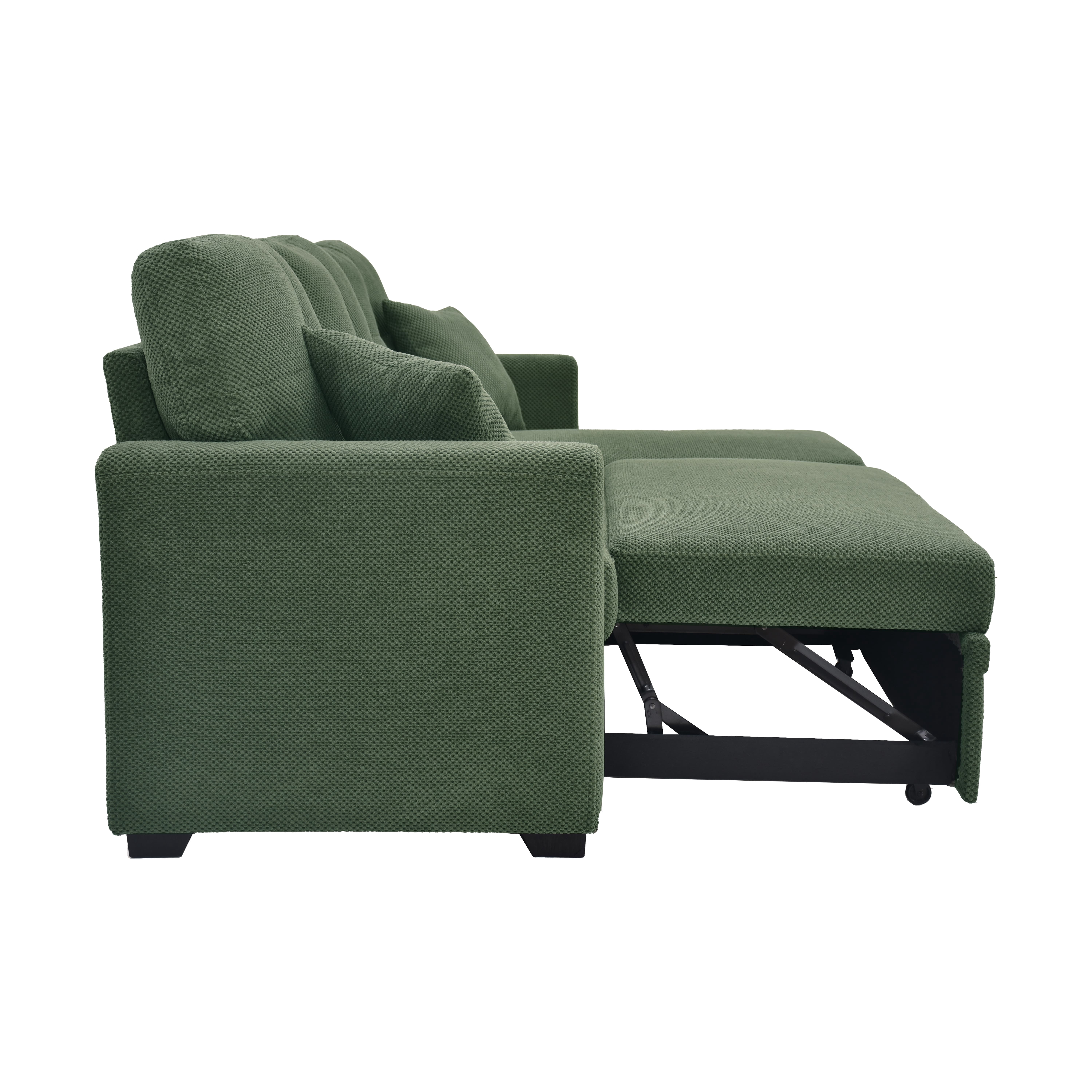 Howcool Sectional Sleeper Sofa with Pull-Out Bed,Reversible Storage Chaise,L-Shaped Convertible Couch for Small Living Room,Dark Green,Coffee Bean