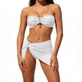thumbnail image 6 of PWPSG Metal Accent Bandeau Bikini Three Piece Swimsuit with Matching Sheer Skirt Cover Up White L, 6 of 8