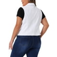 thumbnail image 3 of Agnes Orinda Plus Size Denim Vest for Women Lapel Sleeveless Casual Waistcoat Jean Vest Jacket 1X White, 3 of 6