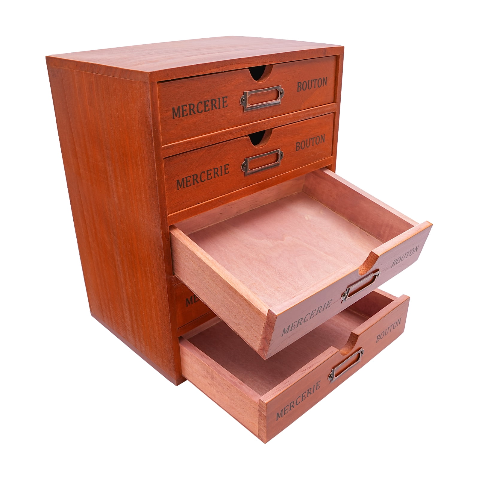 Wooden Storage Box with 5 Drawers for Desk Organizers and Accessories, Storage Drawers, Vintage Shelf Drawer, Office Supplies, Countertop