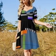 thumbnail image 4 of Vestido de manga corta con estampado de sopa de tomate, elegante y suelto, para mujer, 4 of 7