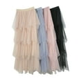 thumbnail image 7 of Busydd Skirts for Women Trendy Solid Color Elastic Waist Maxi Skirt Casual Flowy Three-Layer Long Skirts for Women Linghtweight Gauze Mesh Skirts, 7 of 7