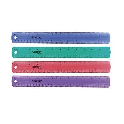 Ruler-12"/30Cm Plastic, Jewel Colours