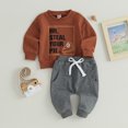 thumbnail image 2 of Fortune Toddler Boy 2PCS Fall Set, Long Sleeve Letter Pie Print Sweatshirt Tops Drawstring Pants, 2 of 8