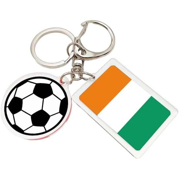 Yanonmyfd 2026 World Cup Soccer Keychain - 2026 World Cup Flag Keychain, Soccer Fan Gift & Souvenir (2PCS),Côte d'Ivoire