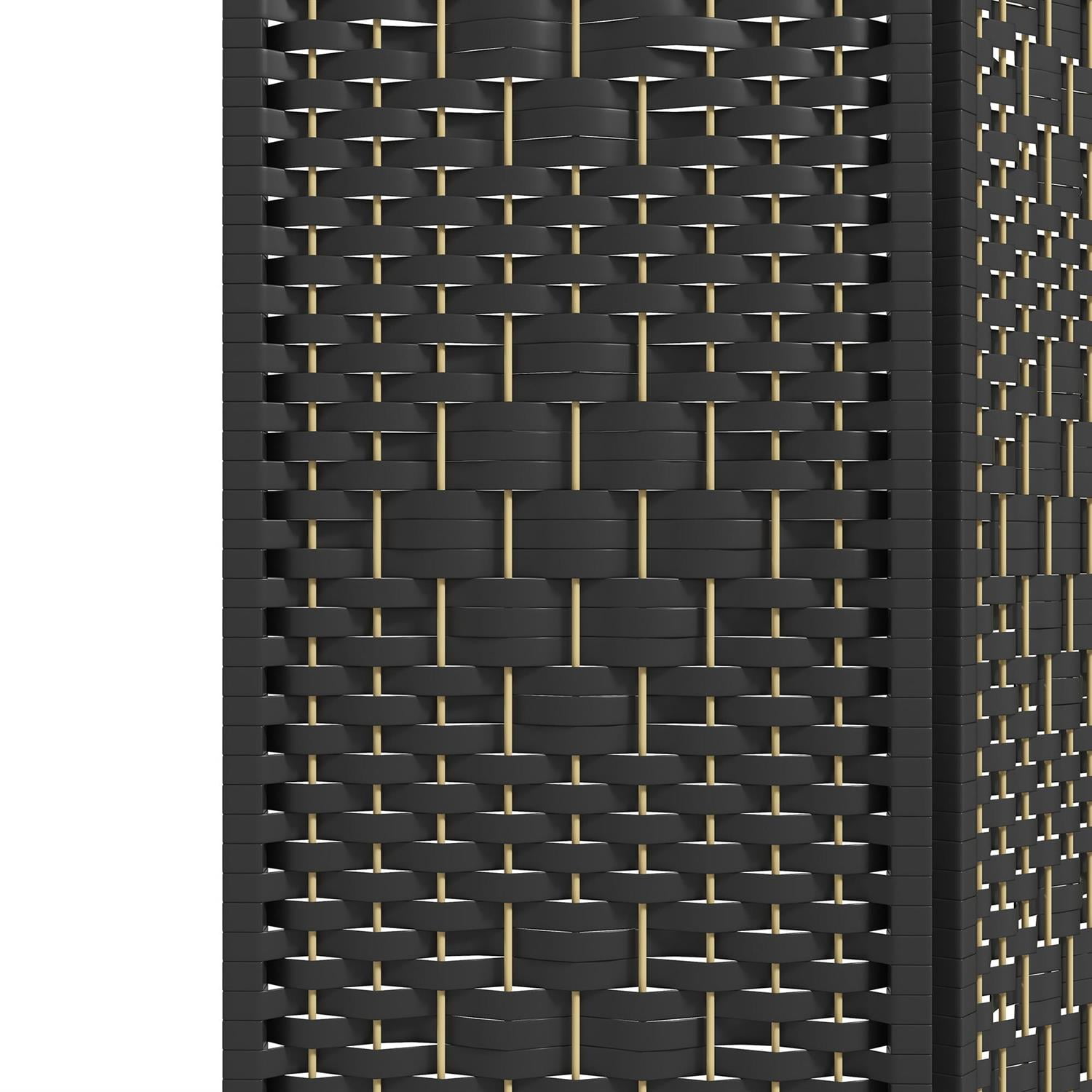 Demi Bonn Folding Room Divider Screen with 6 Panels, 67" Portable Privacy Screen, Wave Fiber Material for Home Office Partition, Black