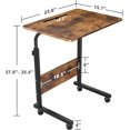 thumbnail image 4 of 23.6 inches Side Table on Wheels, Height Adjustable Desk with Tablet Slot, Portable Mobile Laptop Stand for Bed Sofa, Rustic Brown, 4 of 9