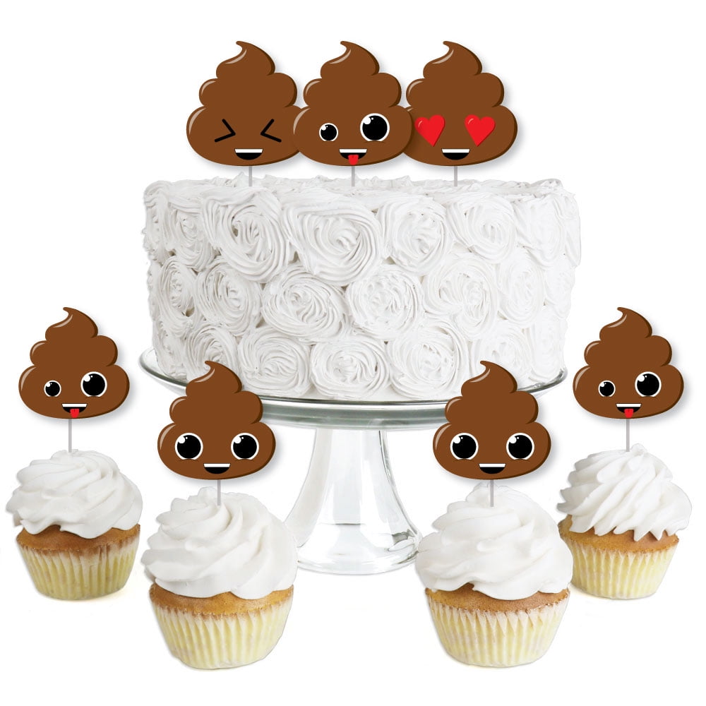 EDIBLE ROUND 7,5" EMOJI BIRTHDAY CAKE TOPPER AND 10 CUPCAKE TOPPERS