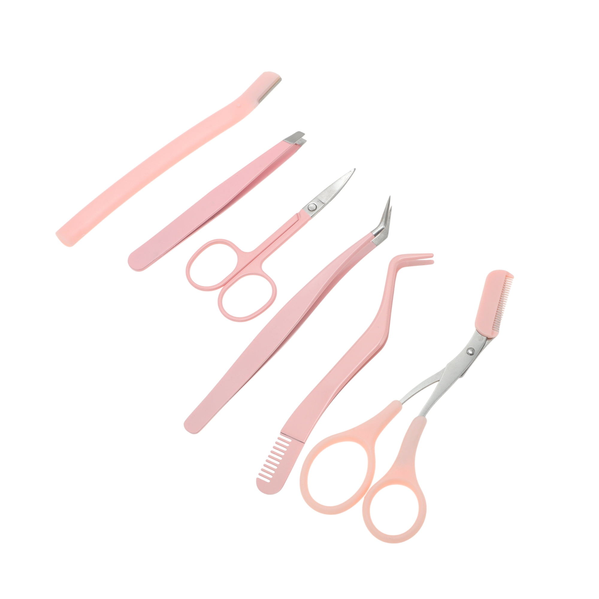 Unique Bargains Durable Multifunctional Eyebrow Scissor Kit Pink for Easy Grooming