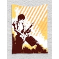 thumbnail image 1 of Guitar Tapestry, Grunge Scene of a Guitarist Performing Sketchy Stripes on the Back, Wall Hanging for Bedroom Living Room Dorm Decor, 40W X 60L Inches, Chestnut Brown Mustard White, by Ambesonne, 1 of 2