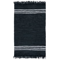 SAFAVIEH Vintage Leather Alexander Striped Area Rug, Black/Ivory, 4' x 6'