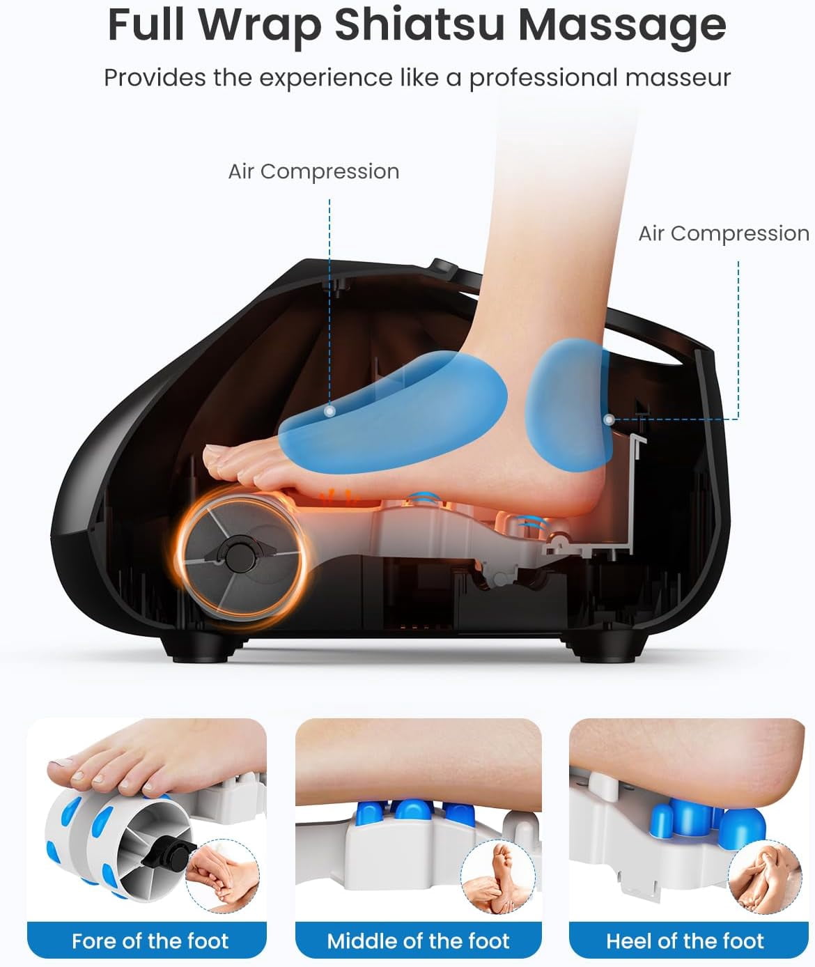 RENPHO Shiatsu Foot Massager with Remote, Foot Massager Machine with Heat, Relieve Plantar Fasciitis and Tired Muscles,  Mothers Day Gift for Mom Women, Fits Men feet Size up to 14