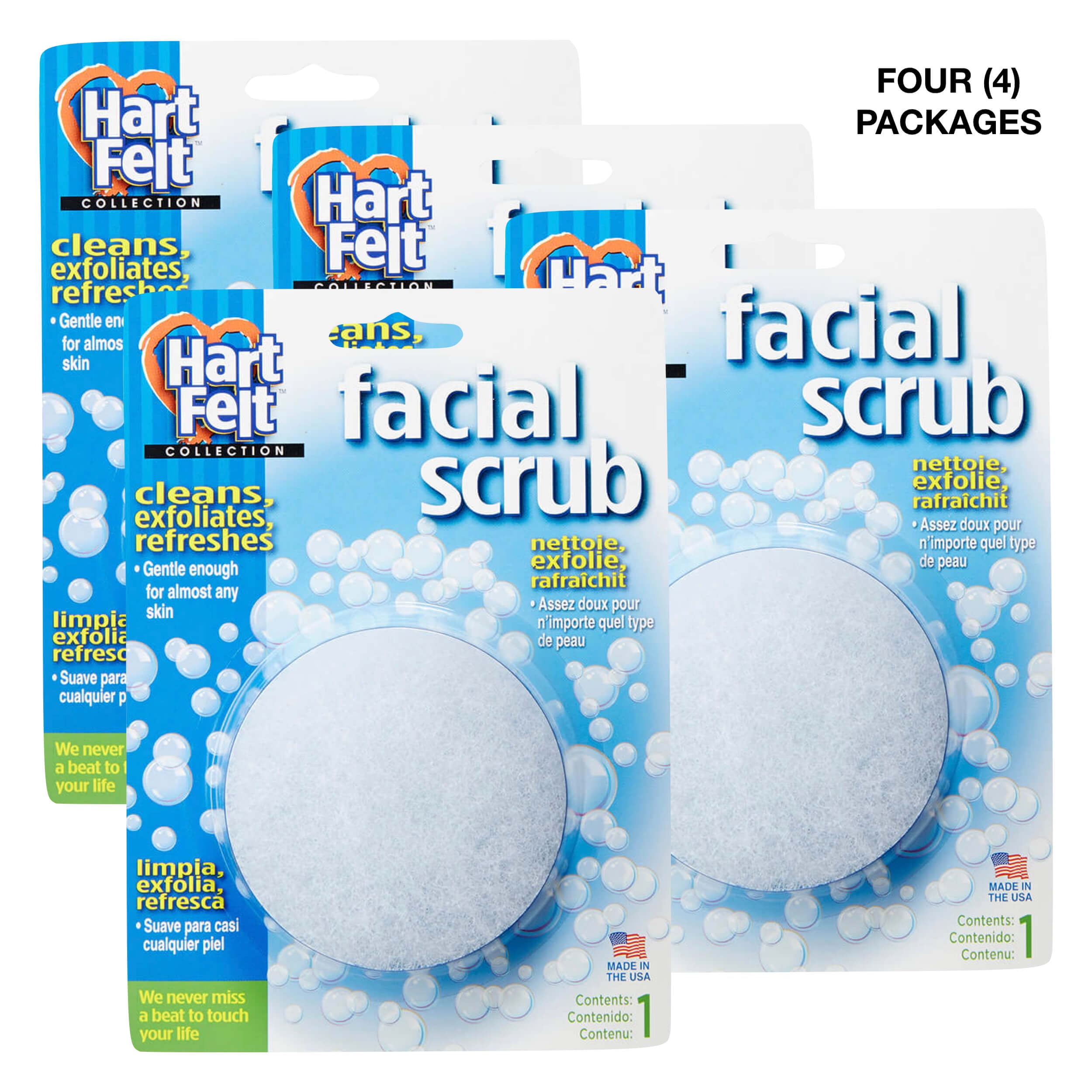 HartFelt Facial Scrub Round Exfoliating Skin Care Sponge Pad, Made in ...