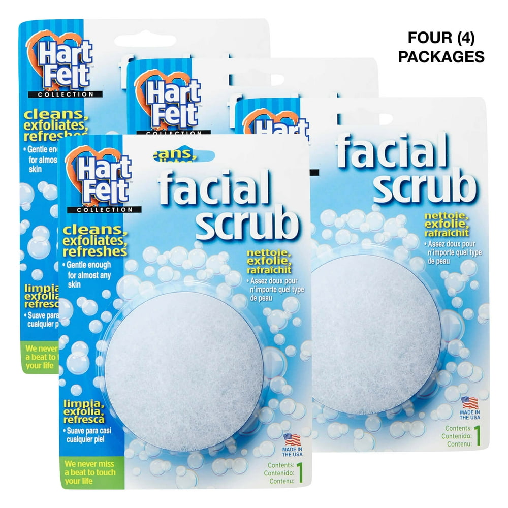 HartFelt Facial Scrub Round Exfoliating Skin Care Sponge Pad, Made in