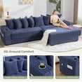 thumbnail image 6 of Timbernest 110.75" L Shaped Convertible Sleeper Sofa Bed, Corduroy Modular Sectional Couch with Movable Footstool, Cup Holders, Side Pockets, 8 Throw Pillows, Blue, 6 of 12
