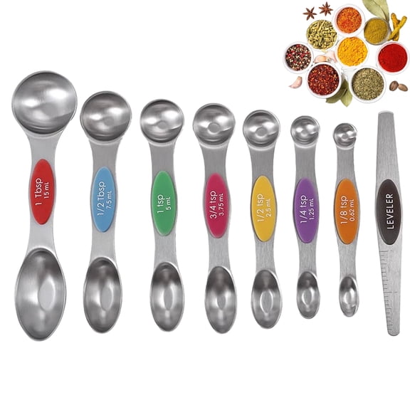 Magnetic Measuring Spoons, Stackable for Baking Measuring Teaspoon Set 8 PCS