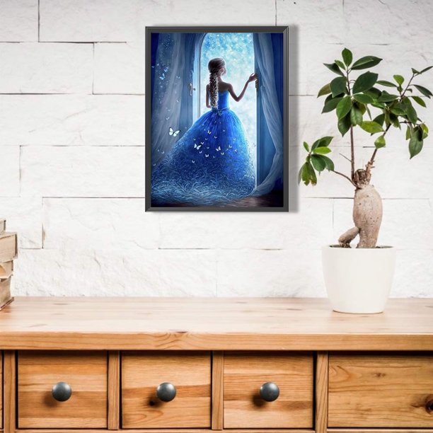 Cuadros Decorativos 5D bricolaje ronda completa taladro diamante pintura mariposa chica decoración del hogar (B6343) Wdftyju embutido en tela