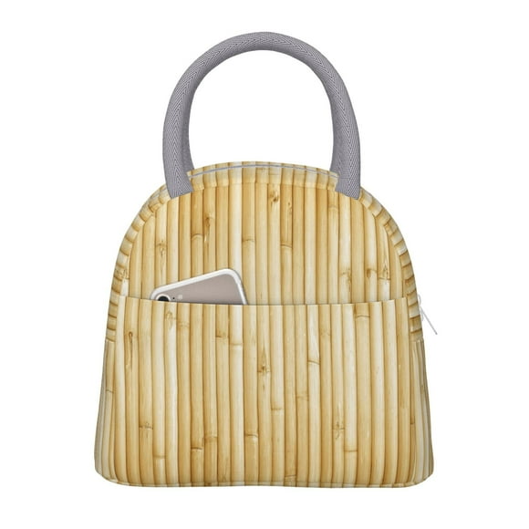Cauagu Bamboo Wall for Insulated Lunch Bag for Women/Men - Leakproof Cooler Tote Bag Organizer - Reusable Lunch Box for Office Picnic Hiking Beach