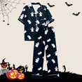 thumbnail image 7 of FASHOFT Halloween Pajama Sets for Women 2 Piece Soft Long Sleeve Button Down Sleepwear Top and PJ Pants Loungewear Set Navy XXL, 7 of 7