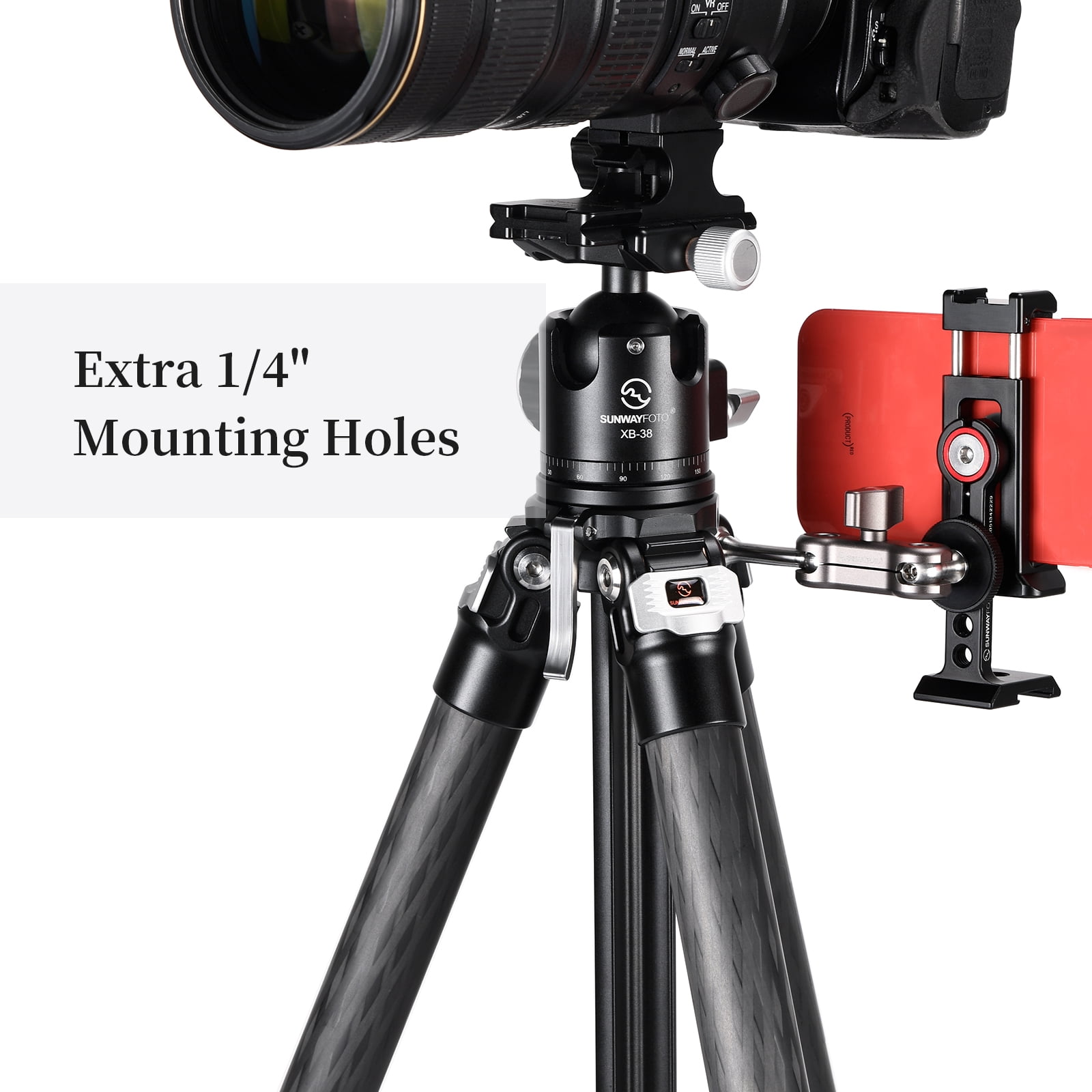 SUNWAYFOTO T2841CE Travel Tripod Carbon Fiber Compact Light Portable Professional Tripod Dslr Camera Waterproof,33.0lb Load