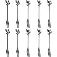 thumbnail image 1 of ORUYROP 10 Pcs Stainless Steel Black Leaf Creative Appetizer Cake Fruit Forks Set 4.7 Inches Tasting Dessert Forks Kitchen Accessory Wedding Party (Black-10Fork), 1 of 7