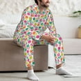 thumbnail image 7 of Salouo Tulips Flowers Print Button-Front Long Sleeve Pajama Set for Men, Soft 2Pjs Men's Long Sleeve Sleepwear-X-Large, 7 of 7